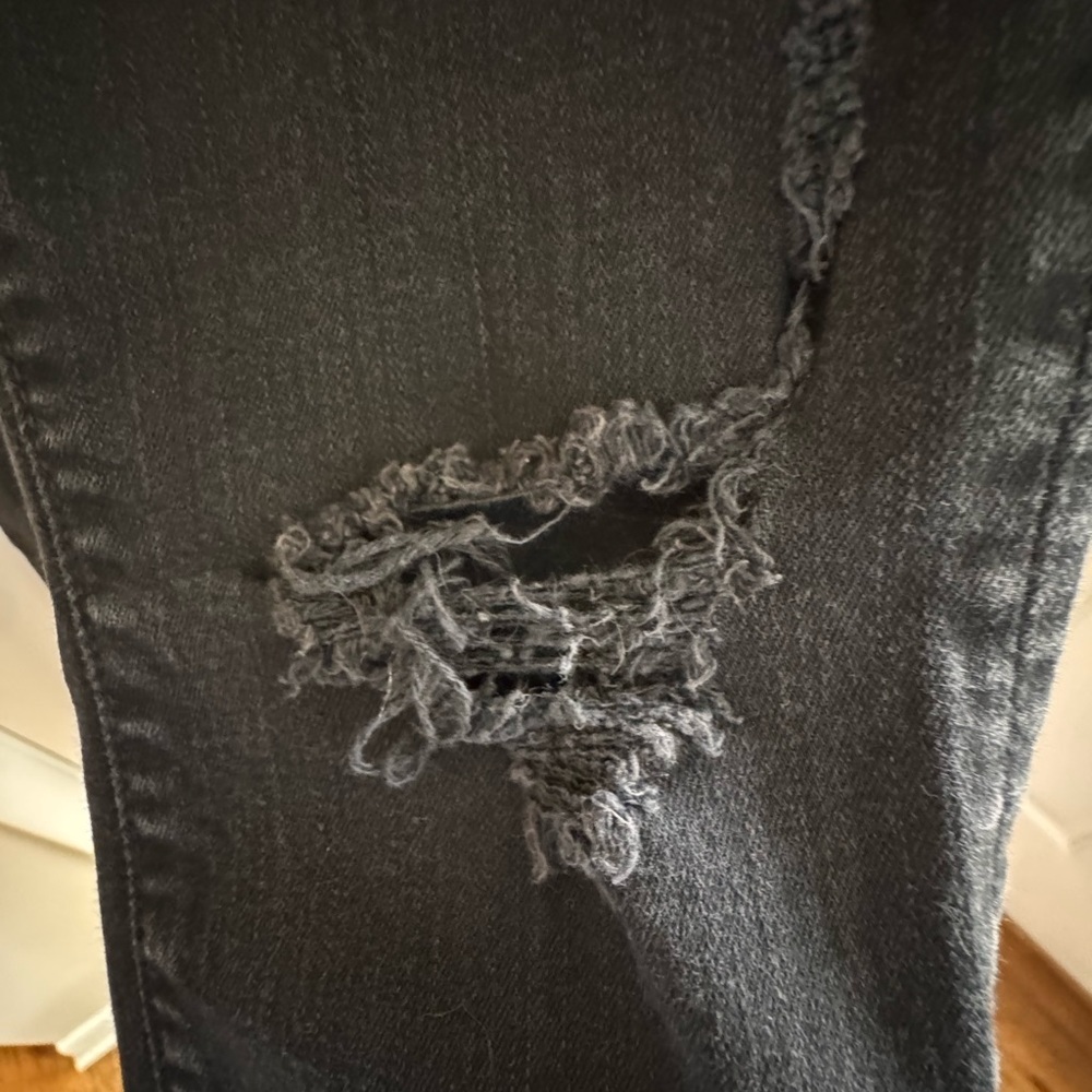 MOTHER Looker Ankle Fray Skinny Jeans Black Distressed 27 - Picture 9 of 11